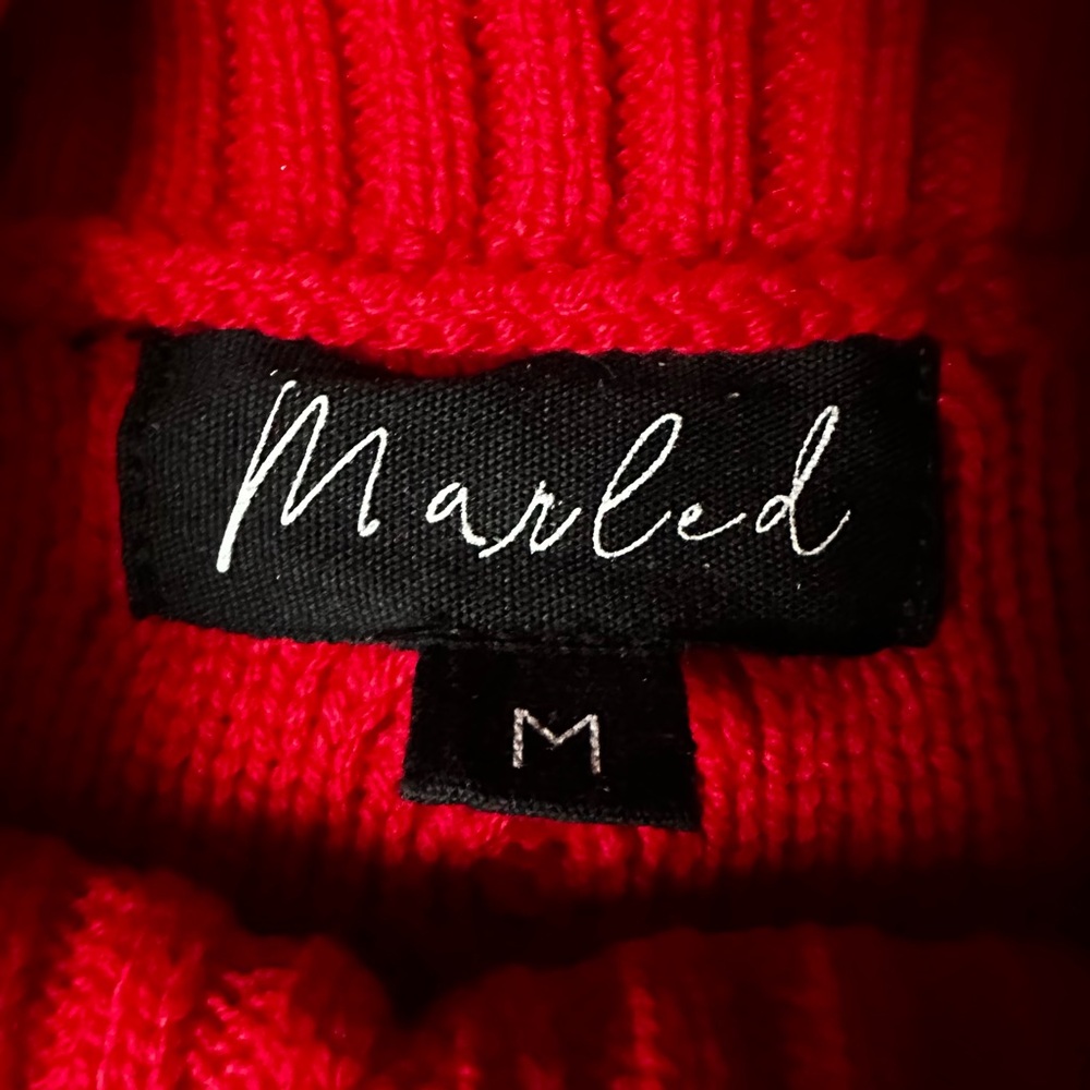 Marled Red Ribbed Knit Sweater - Picture 2 of 3